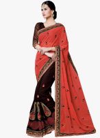 Shonaya Orange Embroidered Saree