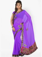 Silk Bazar Purple Embroidered Saree