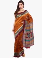 Sudarshan Silk Orange Printed Saree