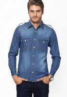 The Vanca Solid Blue Regular Fit Casual Shirt