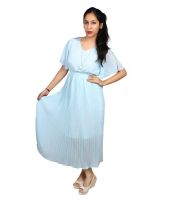 Sarv Blue Poly Georgette Maxi Dress