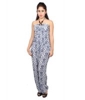 Sarv White Poly Cotton Jumpsuits