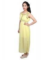 Sarv Yellow Poly Chiffon Maxi Dress