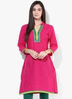 Aks Pink Embroidered Kurti