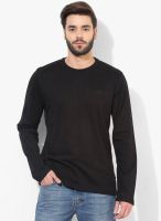 Allen Solly Black Solid Round Neck T-Shirt