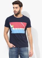 Allen Solly Navy Blue Printed Round Neck T-Shirt