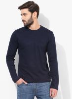 Allen Solly Navy Blue Solid Round Neck T-Shirt