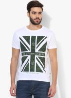 Allen Solly White Printed Round Neck T-Shirt