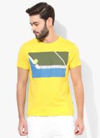 Allen Solly Yellow Printed Round Neck T-Shirt