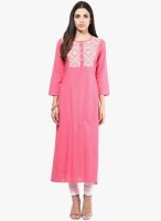Bhama Couture Pink Embroidered Kurtis