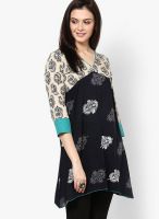 Bohemyan Blue Cotton Black Kurta