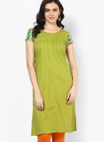 Bohemyan Blue Cotton Green Kurta