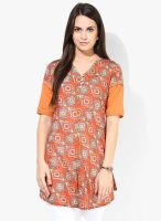 Bohemyan Blue Orange Printed Kurtis