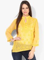 Castle Yellow Colored Embroidered Kurta