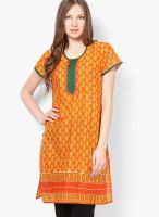 Dhwani Orange Printed Kurta