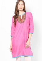 Dhwani Pink Embroidered Kurta