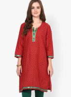 Dhwani Red Printed Kurtis