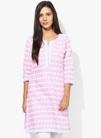 F Loop Pink Printed Cotton Blend Kurti