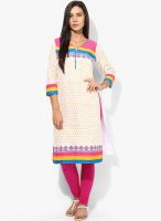 F Loop White Printed Cotton Blend Kurti