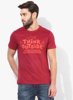 Fame Forever By Lifestyle Maroon Round Neck T Shirt