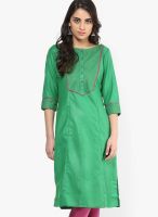 G Green Solid Kurta