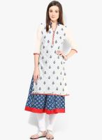 G Off White Embellished Kurta