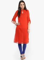 G Orange Solid Kurta