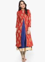 G Red Printed Kurta