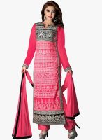 Inddus Pink Embroidered Dress Material