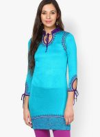 Ira Soleil Blue Solid Kurtis