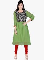 Jazzup Green Printed Kurta