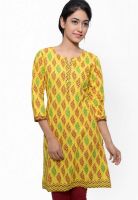 Juniper Yellow Printed Kurtis