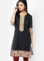 Karigari Black Solid Kurta