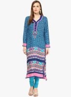 Kurti'S Blue Embroidered Kurtis