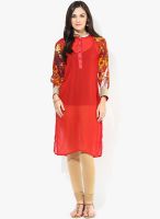 La Firangi Red Solid Kurti