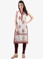 Libas Cream Printed Kurti