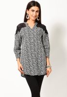 Mustard Black Printed Kurtis