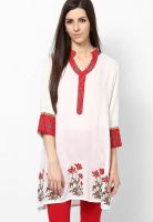 Peppertree Off White Embroidered Kurtis