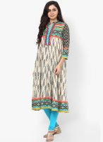 Rain & Rainbow Beige Printed Kurtas