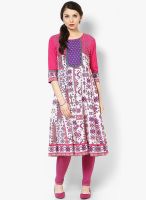 Rain & Rainbow Cotton Fuchsia Anarkali Kurta