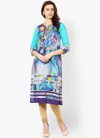 Rain & Rainbow Cotton Purple Straight Kurta