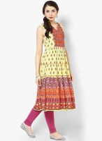 Rain & Rainbow Cotton Yellow Anarkali