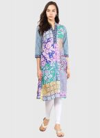 Rain & Rainbow Green Printed Kurta