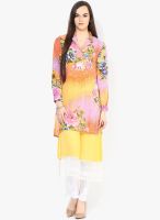 Rain & Rainbow Yellow Printed Kurta