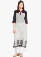 Raindrops White Madhubani Print Cambric Kurta