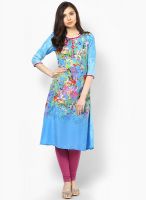 Rangmanch By Pantaloons Blue Polyester Kurta