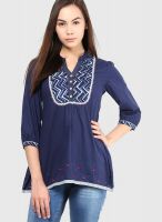 Rangriti Navy Blue Printed Kurtas