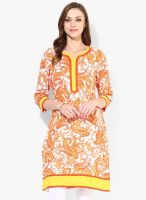 Sangria Red Printed Kurta With 2 Color Contrast Patti At Neck And 3/4th sleeves