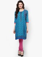 Shree Aqua Blue Embroidered Kurtis