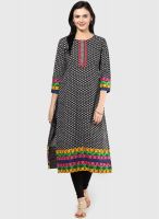 Span Black Printed Kurtis